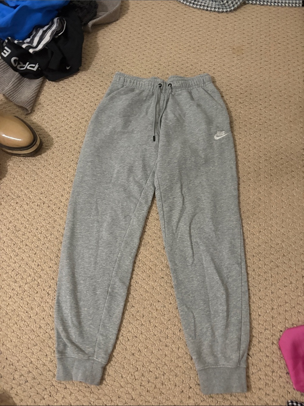 Nike Heather Gray Fleece Joggers with Drawstring